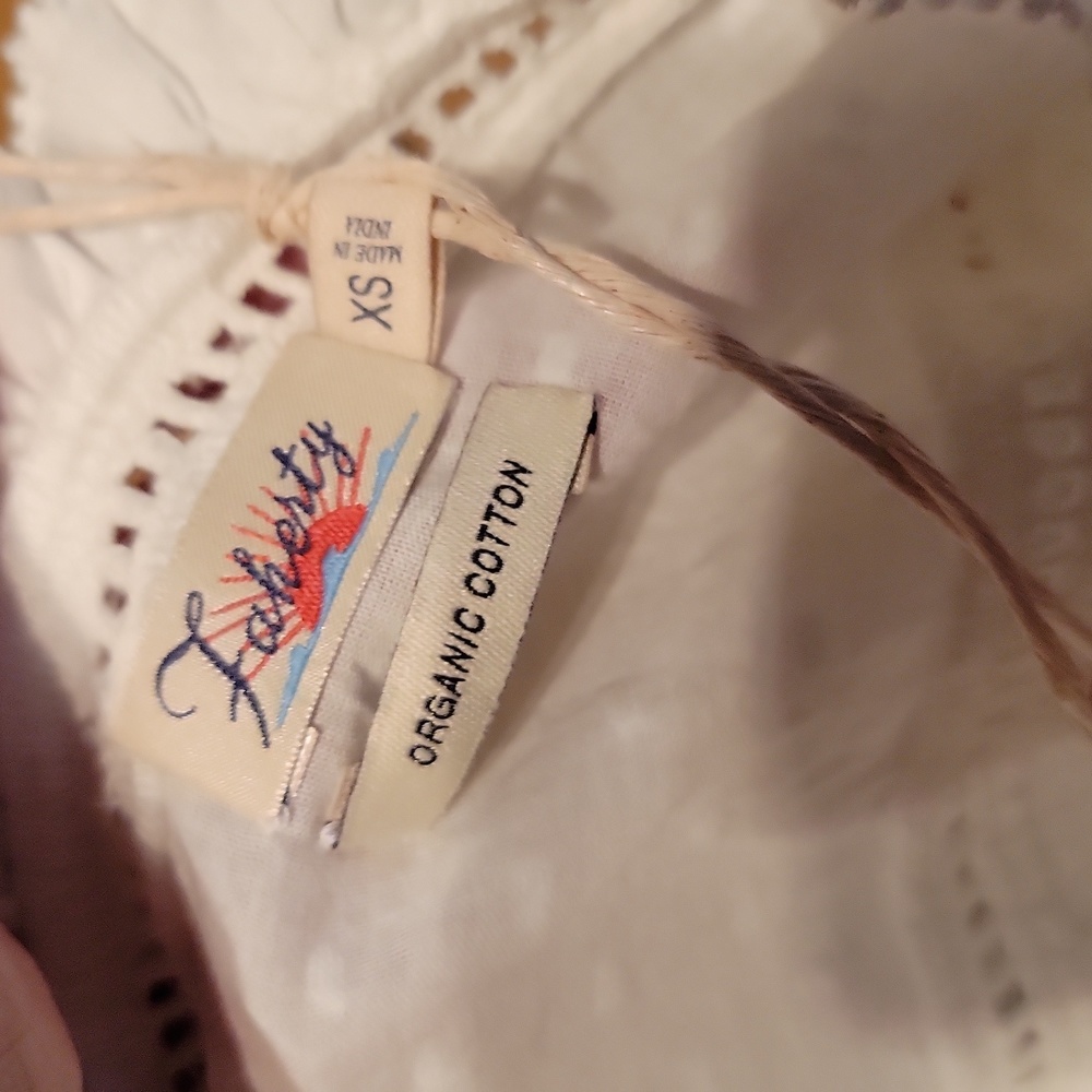 Faherty Cream Button-Down Ruffle Collar Blouse - Picture 12 of 12